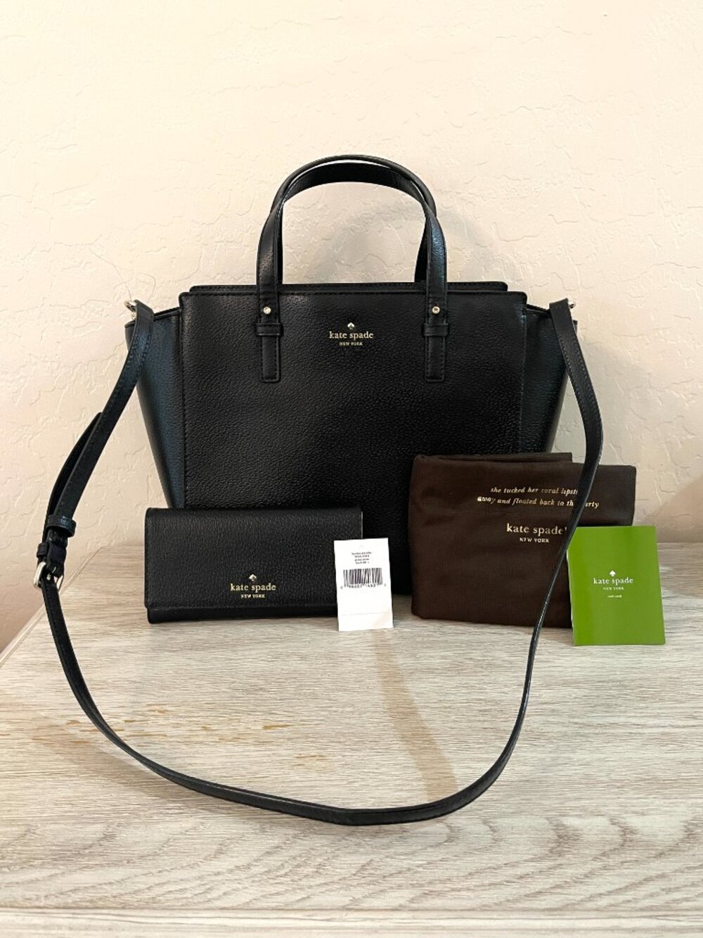 New Kate Spade Grand Street Hayden Tote Bag & Nika Wallet Black Leather
